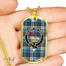 ScottishPlaid MacDonald Dress Muted Blue Special (Donald Dress Muted Blue Special) Modern Clan Tartan Dog Tag Necklace - Crest Classic Scottish Plaid Tartan Plaid