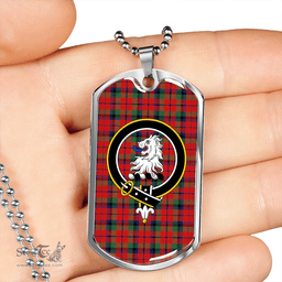 ScottishPlaid MacNaughton Modern Clan Tartan Dog Tag Necklace - Crest Classic Scottish Plaid Tartan Plaid
