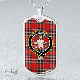 ScottishPlaid MacFarlane Red Modern Clan Tartan Dog Tag Necklace - Crest Classic Scottish Plaid Tartan Plaid