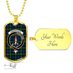 Scottish Kirkpatrick Clan Tartan Dog Tag Necklace - Crest Classic Scottish Plaid Tartan Plaid