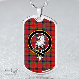 ScottishPlaid MacNaughton Modern Clan Tartan Dog Tag Necklace - Crest Classic Scottish Plaid Tartan Plaid