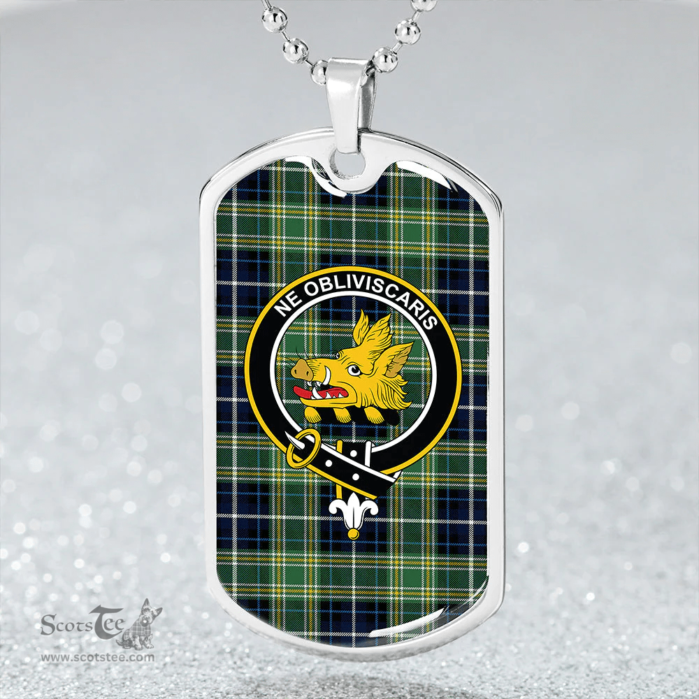 ScottishPlaid MacKellar Modern Clan Tartan Dog Tag Necklace - Crest Classic Scottish Plaid Tartan Plaid
