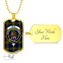 Scottish Muir Clan Tartan Dog Tag Necklace - Crest Classic Scottish Plaid Tartan Plaid