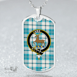 ScottishPlaid Scott Dress Turquoise Modern Clan Tartan Dog Tag Necklace - Crest Classic Scottish Plaid Tartan Plaid