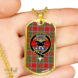 ScottishPlaid MacLeod of Gesto Modern Clan Tartan Dog Tag Necklace - Crest Classic Scottish Plaid Tartan Plaid