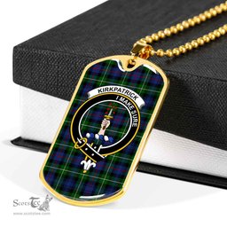 Scottish Kirkpatrick Clan Tartan Dog Tag Necklace - Crest Classic Scottish Plaid Tartan Plaid