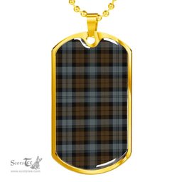 Scottish BlackWatch Weathered Clan Tartan Dog Tag Necklace - Classic Scottish Plaid Tartan Plaid