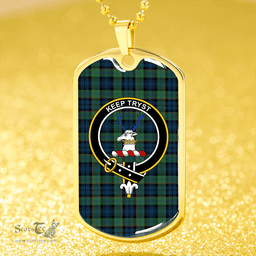 ScottishPlaid Sempill (Semple) Modern Clan Tartan Dog Tag Necklace - Crest Classic Scottish Plaid Tartan Plaid