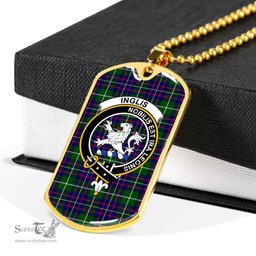 Scottish Inglis Clan Tartan Dog Tag Necklace - Crest Classic Scottish Plaid Tartan Plaid