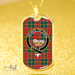 ScottishPlaid MacDonald of Kingsburgh (Donald of Kingsburgh) Modern Clan Tartan Dog Tag Necklace - Crest Classic Scottish Plaid Tartan Plaid