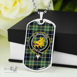 ScottishPlaid MacKellar Modern Clan Tartan Dog Tag Necklace - Crest Classic Scottish Plaid Tartan Plaid