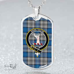 ScottishPlaid Napier Ancient Clan Tartan Dog Tag Necklace - Crest Classic Scottish Plaid Tartan Plaid