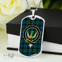ScottishPlaid MacKirdy Modern Clan Tartan Dog Tag Necklace - Crest Classic Scottish Plaid Tartan Plaid