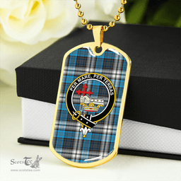 ScottishPlaid MacDonald Dress Muted Blue Special (Donald Dress Muted Blue Special) Modern Clan Tartan Dog Tag Necklace - Crest Classic Scottish Plaid Tartan Plaid