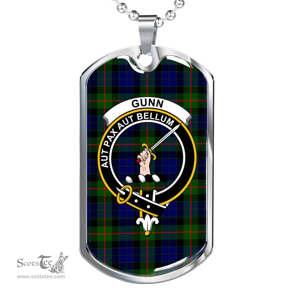 Scottish Gunn Clan Tartan Dog Tag Necklace - Crest Classic Scottish Plaid Tartan Plaid