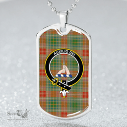 ScottishPlaid Muirhead Ancient Clan Tartan Dog Tag Necklace - Crest Classic Scottish Plaid Tartan Plaid