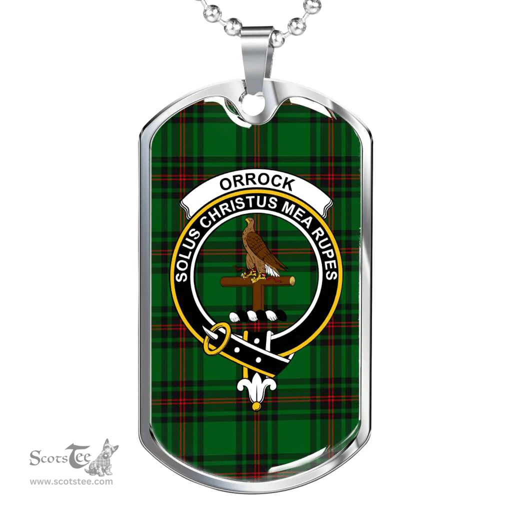 Scottish Orrock Clan Tartan Dog Tag Necklace - Crest Classic Scottish Plaid Tartan Plaid
