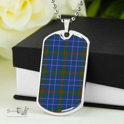 Scottish Edmonstone Clan Tartan Dog Tag Necklace - Classic Scottish Plaid Tartan Plaid