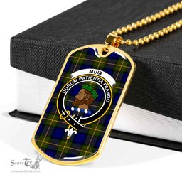 Scottish Muir Clan Tartan Dog Tag Necklace - Crest Classic Scottish Plaid Tartan Plaid