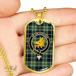 ScottishPlaid MacKellar Modern Clan Tartan Dog Tag Necklace - Crest Classic Scottish Plaid Tartan Plaid