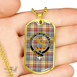 ScottishPlaid MacGlashan 1800 Ancient Clan Tartan Dog Tag Necklace - Crest Classic Scottish Plaid Tartan Plaid