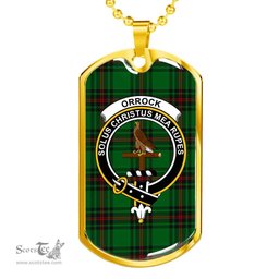 Scottish Orrock Clan Tartan Dog Tag Necklace - Crest Classic Scottish Plaid Tartan Plaid