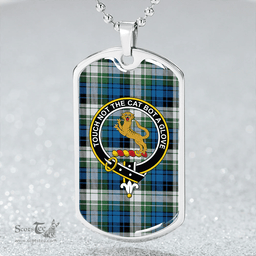 ScottishPlaid MacGlashan Original Colours Ancient Clan Tartan Dog Tag Necklace - Crest Classic Scottish Plaid Tartan Plaid