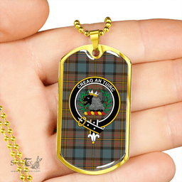 ScottishPlaid MacLaren Weathered Clan Tartan Dog Tag Necklace - Crest Classic Scottish Plaid Tartan Plaid