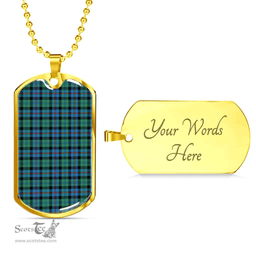 Scottish Campbell of Cawdor Ancient Clan Tartan Dog Tag Necklace - Classic Scottish Plaid Tartan Plaid