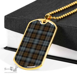 Scottish BlackWatch Weathered Clan Tartan Dog Tag Necklace - Classic Scottish Plaid Tartan Plaid