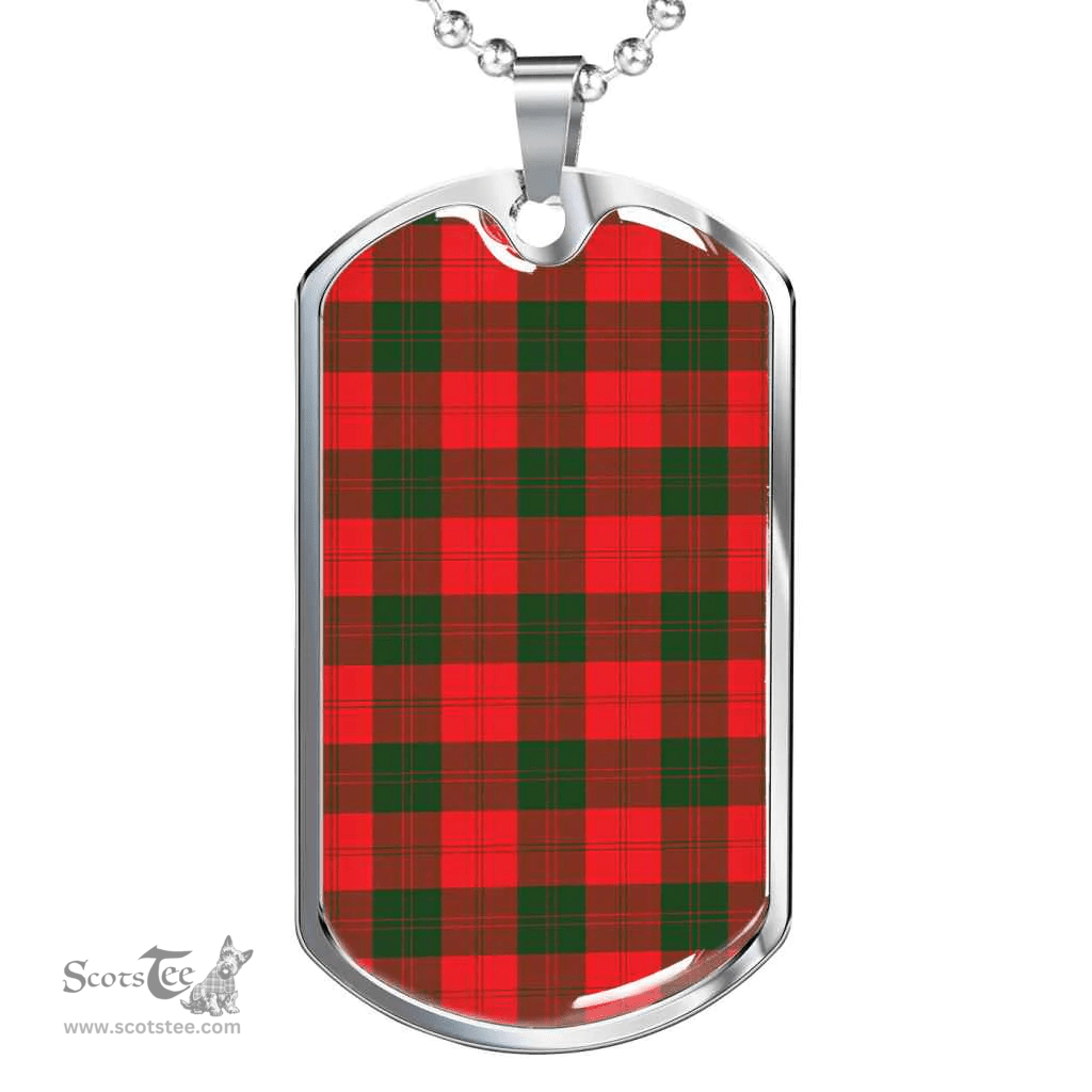 Scottish Erskine Modern Clan Tartan Dog Tag Necklace - Classic Scottish Plaid Tartan Plaid