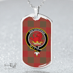 ScottishPlaid Moncrieffe Weathered Clan Tartan Dog Tag Necklace - Crest Classic Scottish Plaid Tartan Plaid