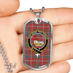 ScottishPlaid MacDonald of Glenaladale #2 (Donald Glenfinnan) Weathered Clan Tartan Dog Tag Necklace - Crest Classic Scottish Plaid Tartan Plaid
