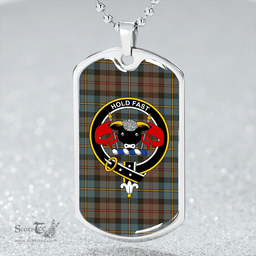 ScottishPlaid MacLeod of Skeabost Weathered Clan Tartan Dog Tag Necklace - Crest Classic Scottish Plaid Tartan Plaid