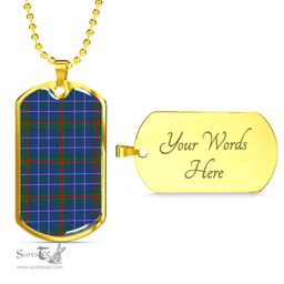 Scottish Edmonstone Clan Tartan Dog Tag Necklace - Classic Scottish Plaid Tartan Plaid