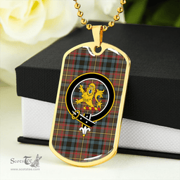 ScottishPlaid MacLeish Weathered Clan Tartan Dog Tag Necklace - Crest Classic Scottish Plaid Tartan Plaid