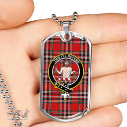 ScottishPlaid MacFarlane Red Modern Clan Tartan Dog Tag Necklace - Crest Classic Scottish Plaid Tartan Plaid
