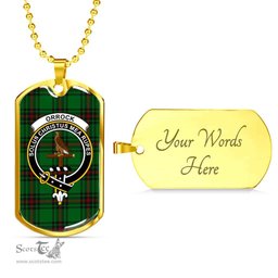 Scottish Orrock Clan Tartan Dog Tag Necklace - Crest Classic Scottish Plaid Tartan Plaid