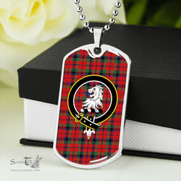 ScottishPlaid MacNaughton Modern Clan Tartan Dog Tag Necklace - Crest Classic Scottish Plaid Tartan Plaid