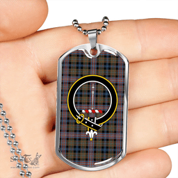 ScottishPlaid Rankin / Rankine Ancient Clan Tartan Dog Tag Necklace - Crest Classic Scottish Plaid Tartan Plaid