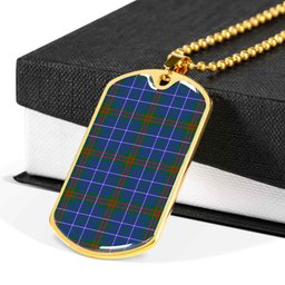 Scottish Edmonstone Clan Tartan Dog Tag Necklace - Classic Scottish Plaid Tartan Plaid