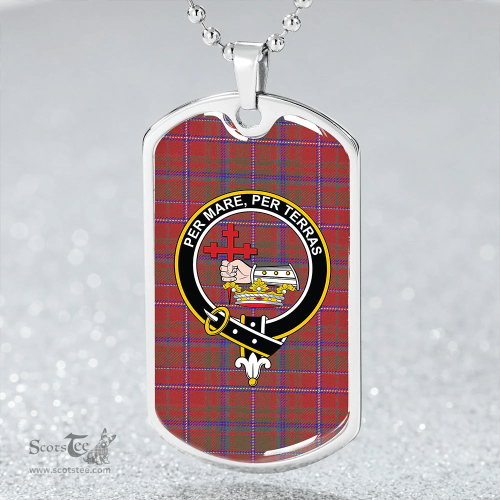 ScottishPlaid MacDougal No. 1 Weathered Clan Tartan Dog Tag Necklace - Crest Classic Scottish Plaid Tartan Plaid