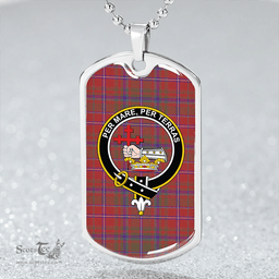 ScottishPlaid MacDougal No. 1 Weathered Clan Tartan Dog Tag Necklace - Crest Classic Scottish Plaid Tartan Plaid