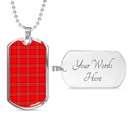 Scottish Burnett Modern Clan Tartan Dog Tag Necklace - Classic Scottish Plaid Tartan Plaid