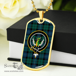 ScottishPlaid MacKirdy Modern Clan Tartan Dog Tag Necklace - Crest Classic Scottish Plaid Tartan Plaid