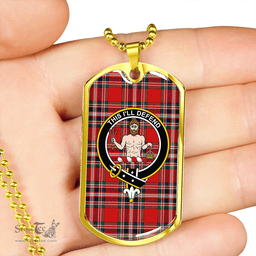 ScottishPlaid MacFarlane Red Modern Clan Tartan Dog Tag Necklace - Crest Classic Scottish Plaid Tartan Plaid