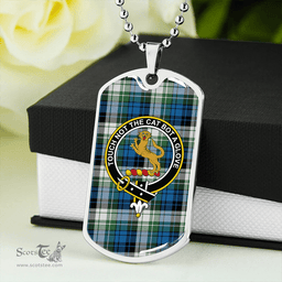 ScottishPlaid MacGlashan Original Colours Ancient Clan Tartan Dog Tag Necklace - Crest Classic Scottish Plaid Tartan Plaid