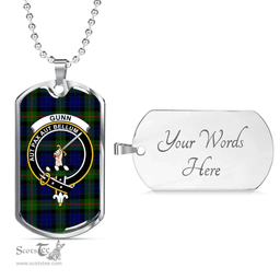 Scottish Gunn Clan Tartan Dog Tag Necklace - Crest Classic Scottish Plaid Tartan Plaid