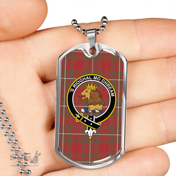 ScottishPlaid MacGregor (Gregor) Weathered Clan Tartan Dog Tag Necklace - Crest Classic Scottish Plaid Tartan Plaid
