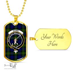 Scottish Gunn Clan Tartan Dog Tag Necklace - Crest Classic Scottish Plaid Tartan Plaid